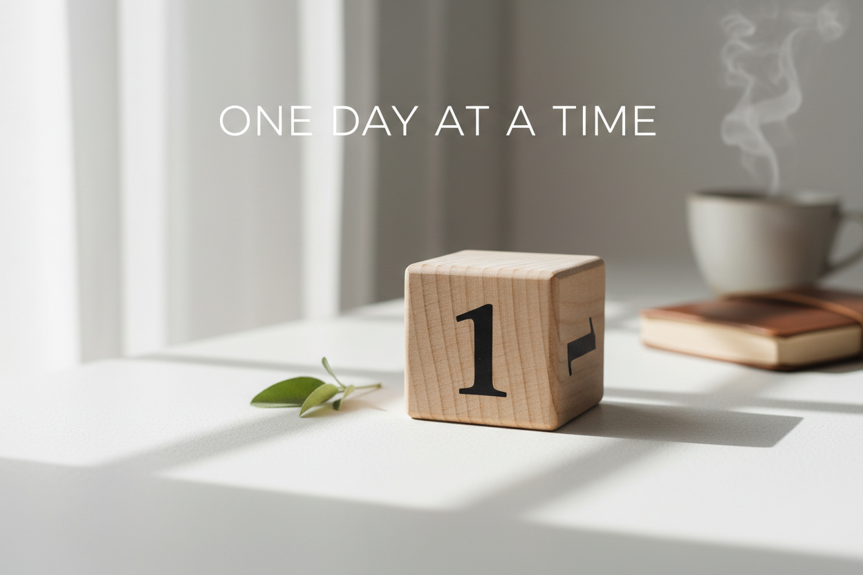 One day at a time meaning in recovery - a single calendar block representing daily sobriety commitment