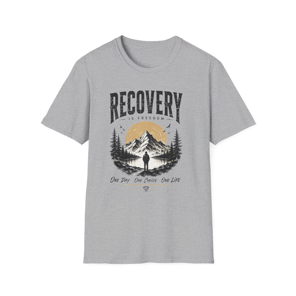 Recovery Is Freedom Tee – Nature Inspired Sober Lifestyle Shirt