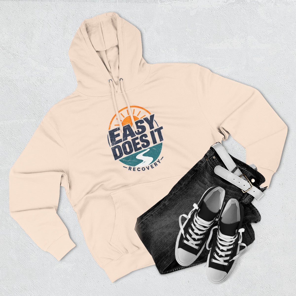 Easy Does It Recovery Hoodie – Vintage Sobriety Shirt | AA Inspirational Recovery Tee