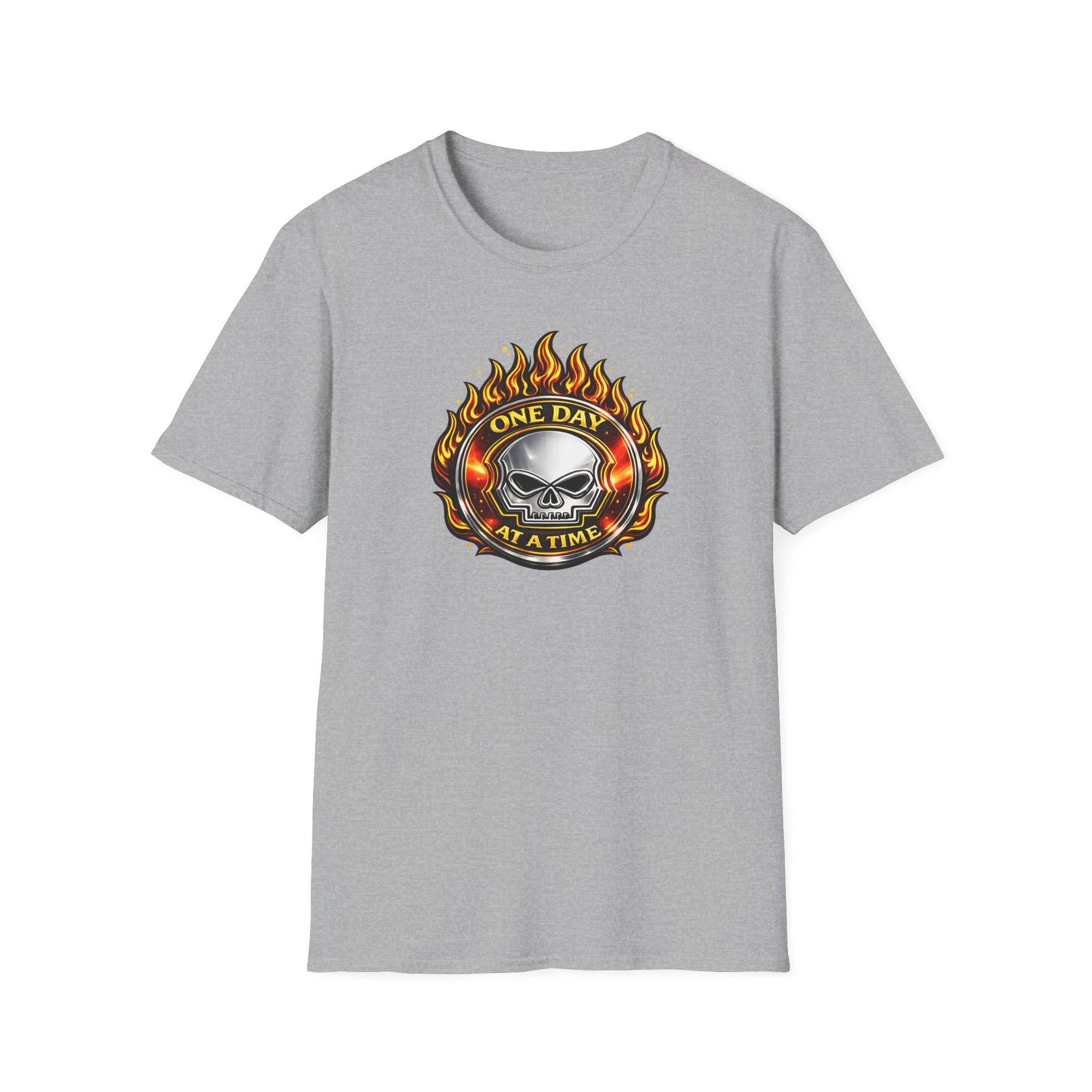 🔥 One Day at a Time Skull Flame Recovery Tee 🔥 – DPR Recovery Tee