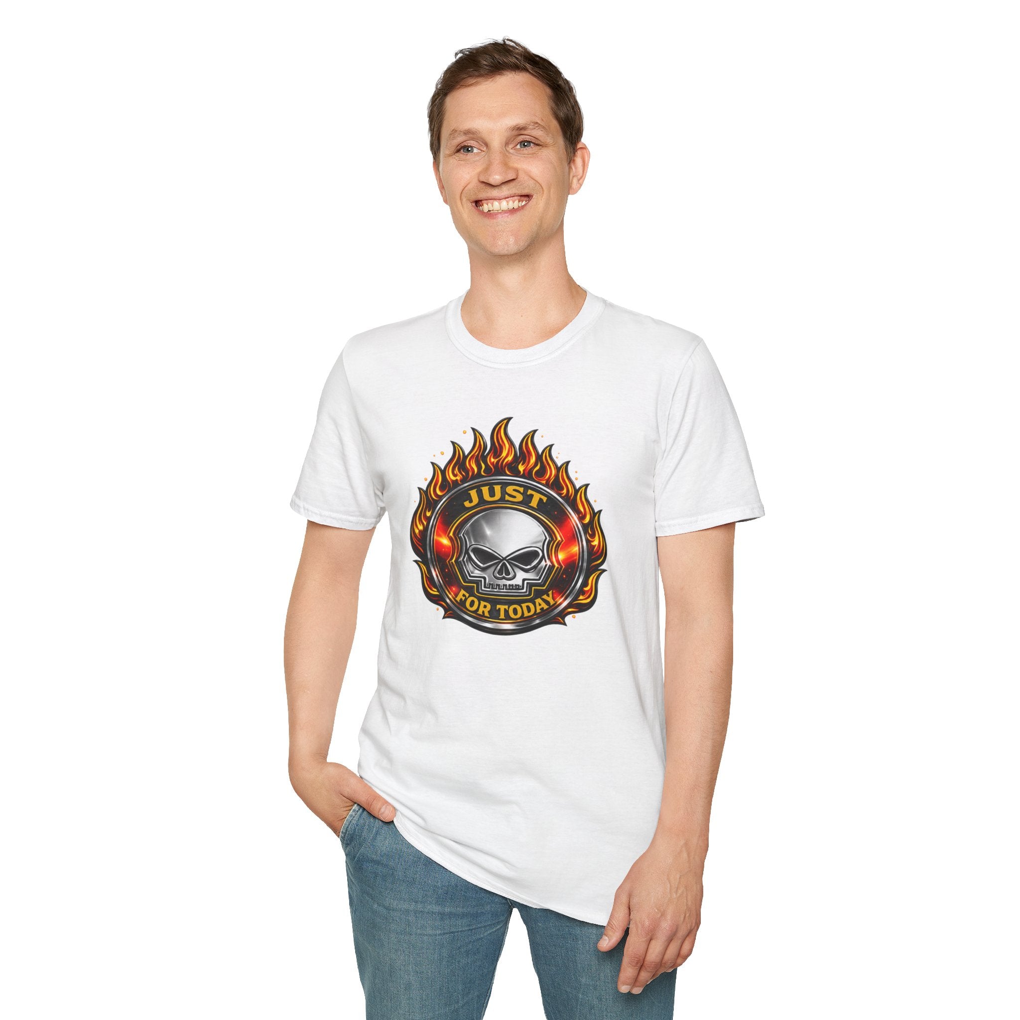 Just For Today Skull T-Shirt | Recovery, Sobriety & One Day at a Time Graphic Tee