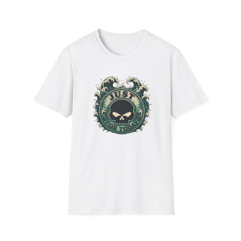 Just For Today Recovery T-Shirt | Sobriety Skull Wave Graphic Tee for Addiction Recovery