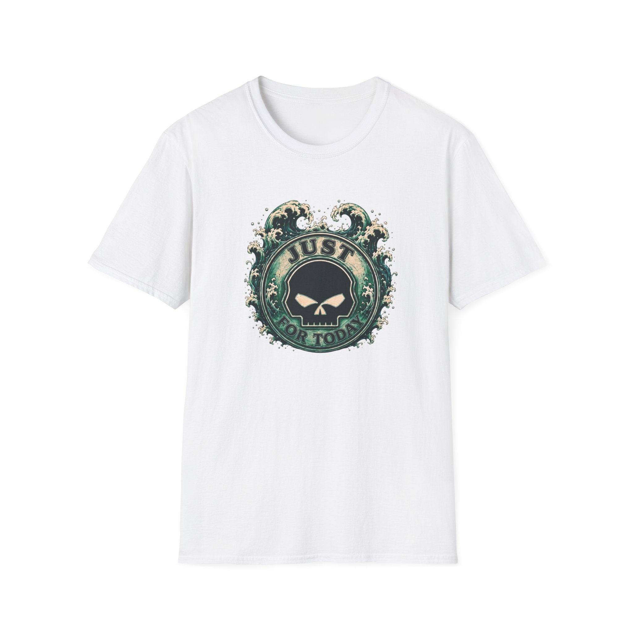 Just For Today Recovery T-Shirt | Sobriety Skull Wave Graphic Tee for Addiction Recovery