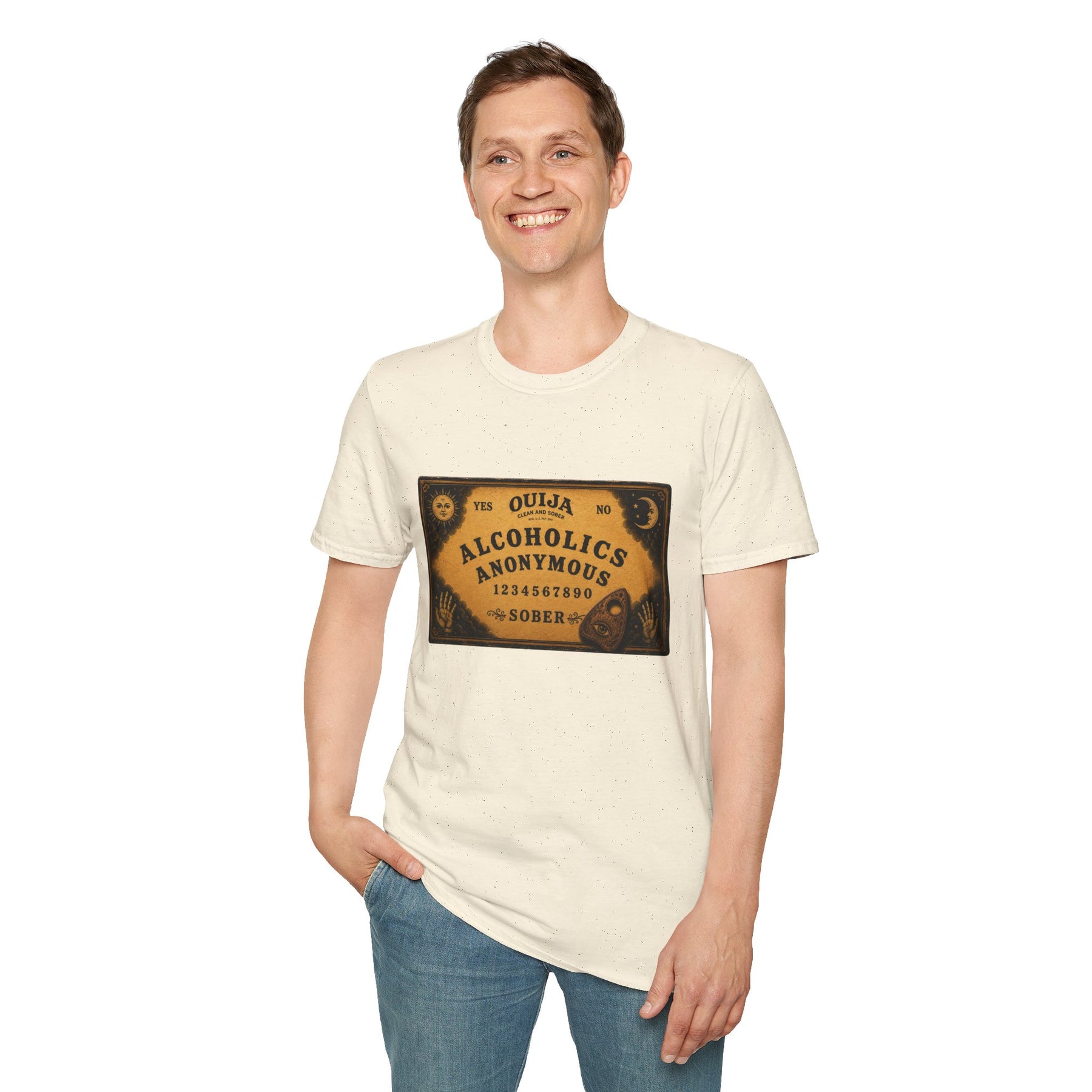 Clean & Sober Spirit Board T-Shirt | Vintage Recovery Board Graphic Tee | Alcoholics Anonymous Inspired Recovery Apparel