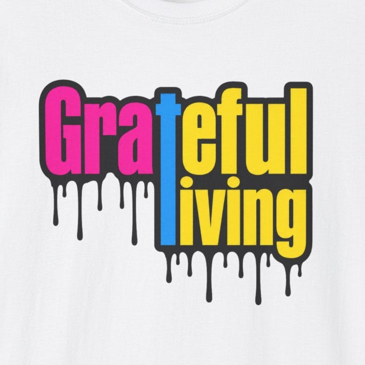 Grateful Living – Neon Drip Recovery Tee