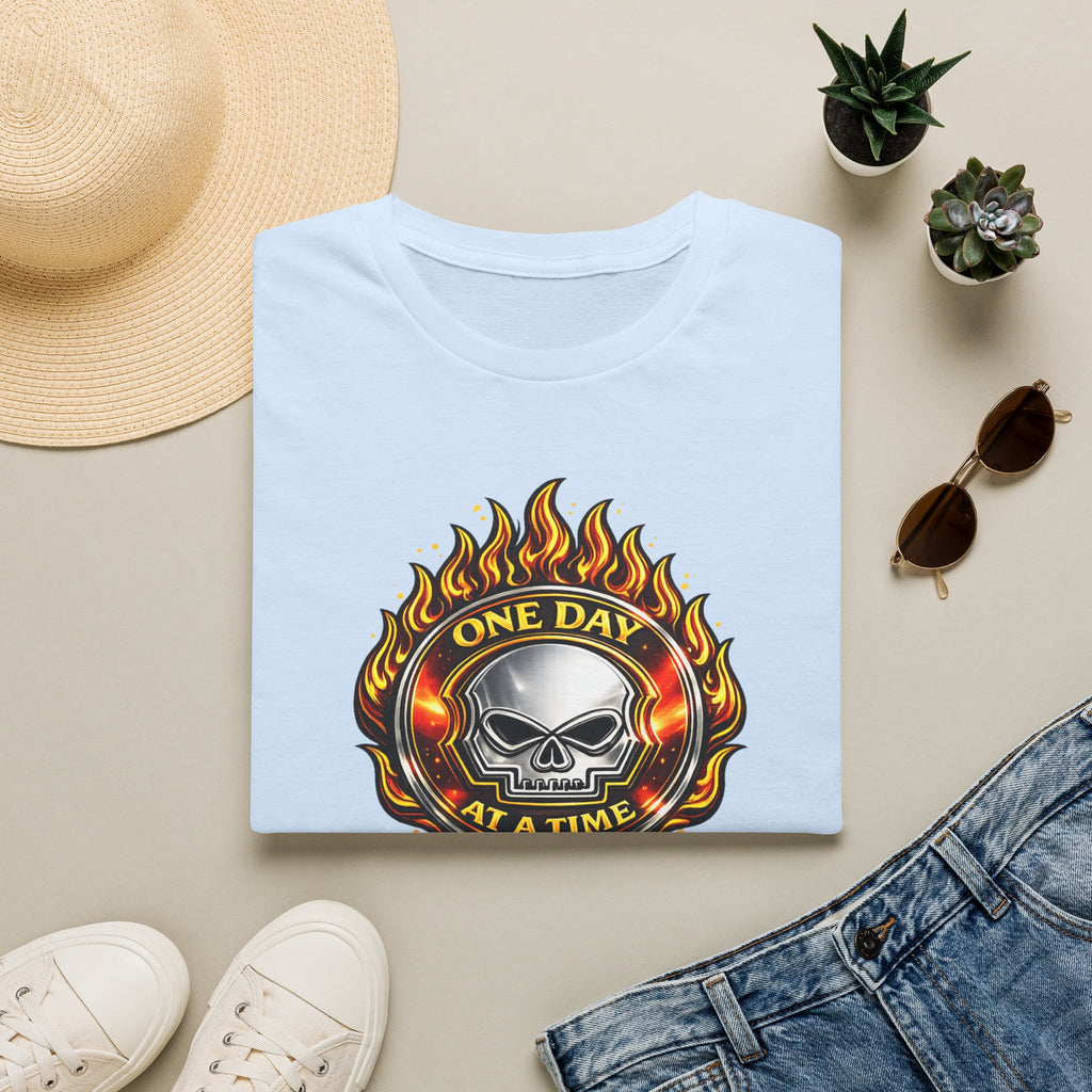 🔥 One Day at a Time Skull Flame Recovery Tee 🔥
