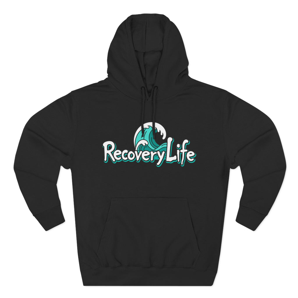 Recovery Life Wave Hoodie – Ocean-Inspired Sobriety & Addiction Recovery Sweatshirt