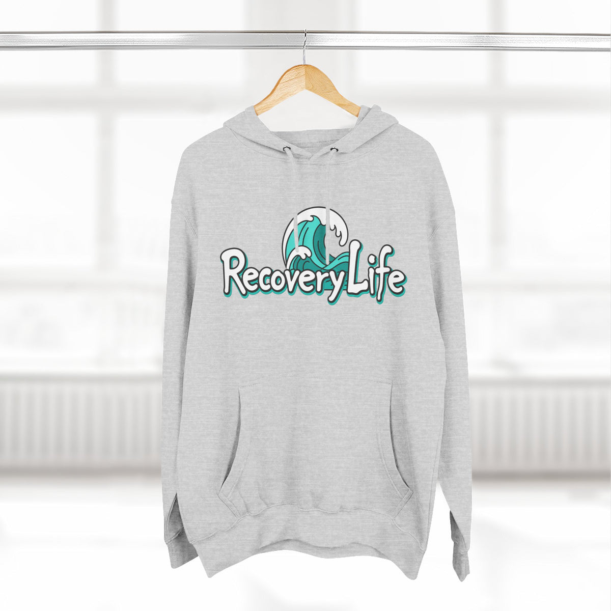 Recovery Life Wave Hoodie – Ocean-Inspired Sobriety & Addiction Recovery Sweatshirt