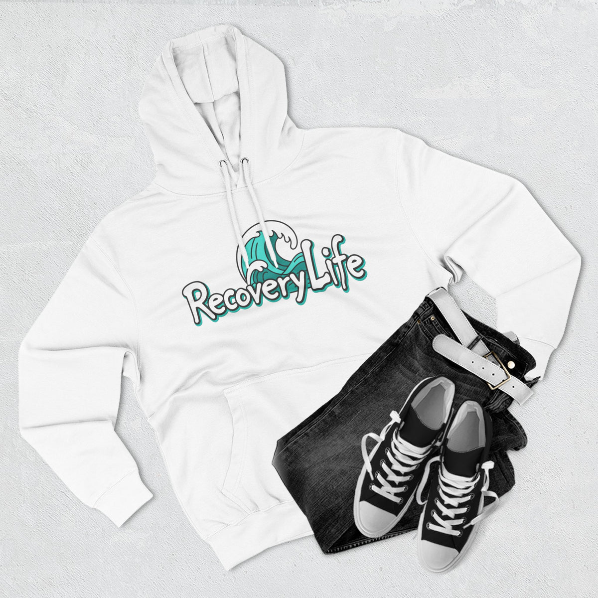 Recovery Life Wave Hoodie – Ocean-Inspired Sobriety & Addiction Recovery Sweatshirt