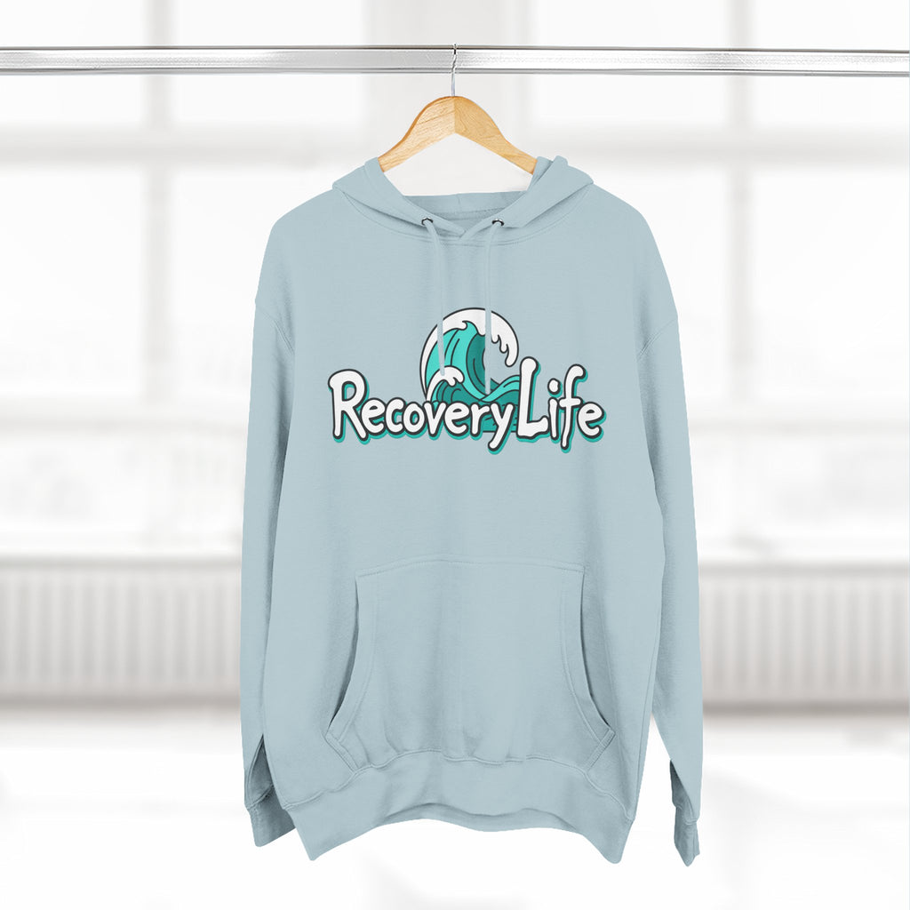 Recovery Life Wave Hoodie – Ocean-Inspired Sobriety & Addiction Recovery Sweatshirt