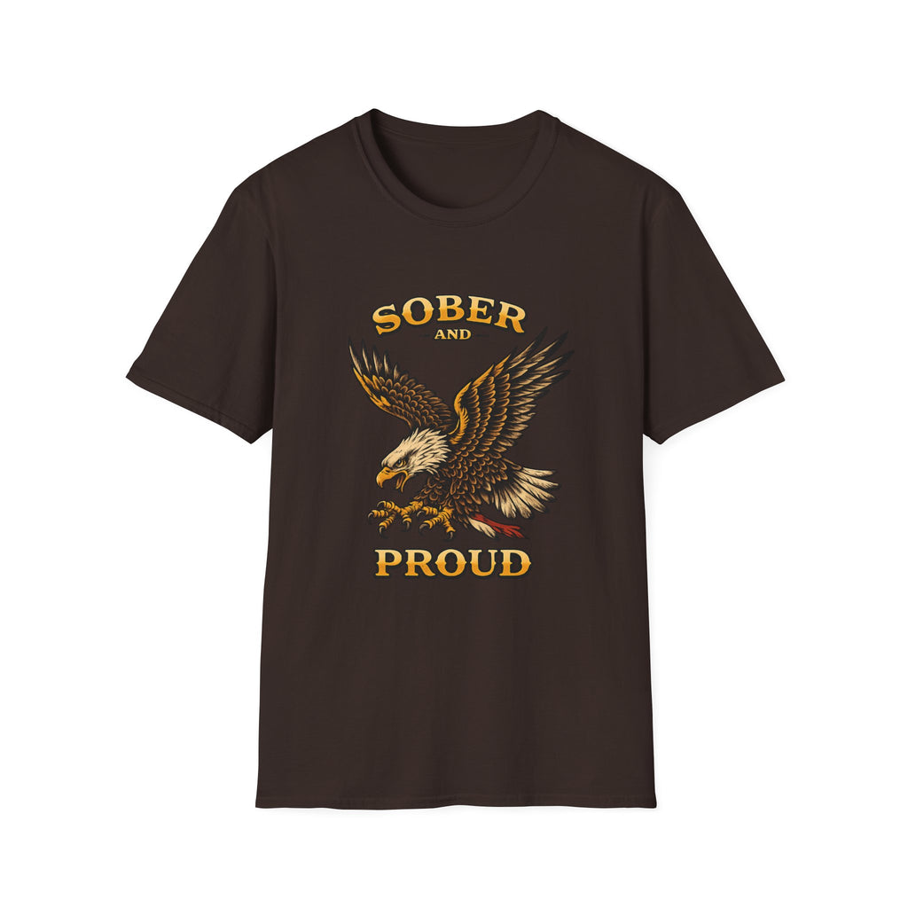 Sober and Proud Eagle T-Shirt | Patriotic Recovery Shirt | Vintage Tattoo Style Sobriety Tee | Clean & Sober Apparel