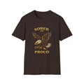 Sober and Proud Eagle T-Shirt | Patriotic Recovery Shirt | Vintage Tattoo Style Sobriety Tee | Clean & Sober Apparel