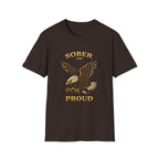 Sober and Proud Eagle T-Shirt | Patriotic Recovery Shirt | Vintage Tattoo Style Sobriety Tee | Clean & Sober Apparel