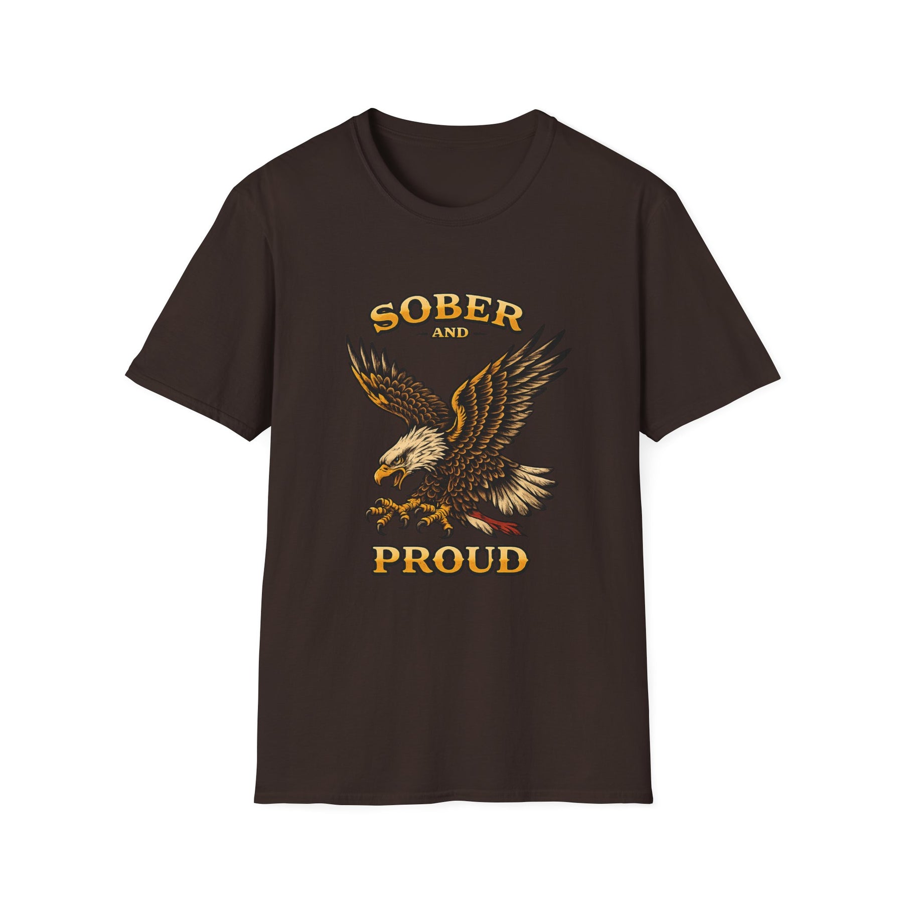 Sober and Proud Eagle T-Shirt | Patriotic Recovery Shirt | Vintage Tattoo Style Sobriety Tee | Clean & Sober Apparel