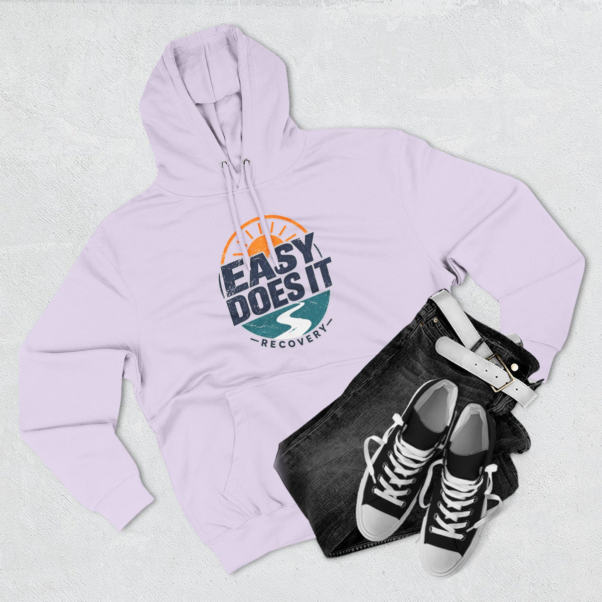 Easy Does It Recovery Hoodie – Vintage Sobriety Shirt | AA Inspirational Recovery Tee