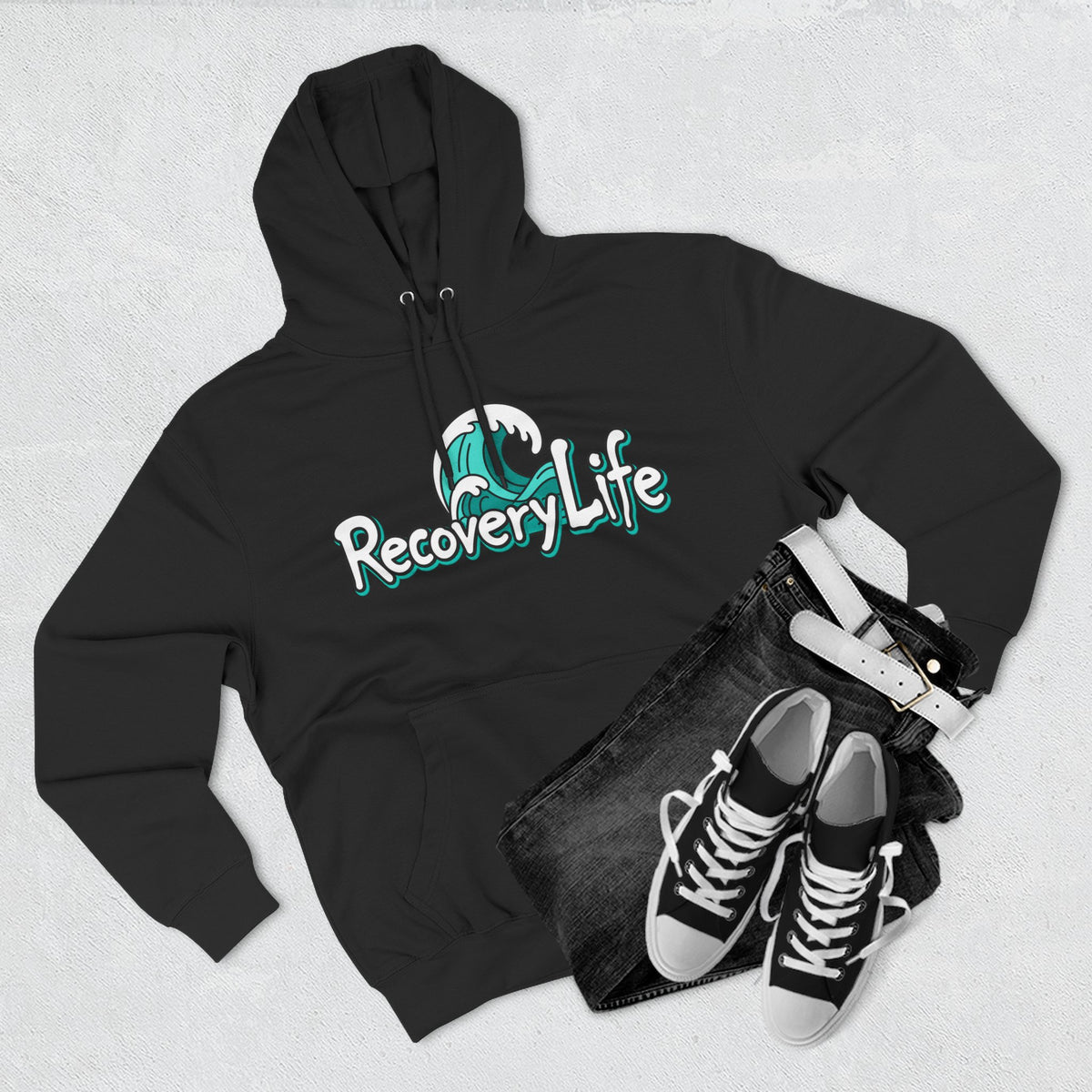 Recovery Life Wave Hoodie – Ocean-Inspired Sobriety & Addiction Recovery Sweatshirt