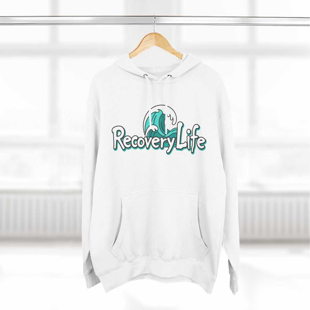 Recovery Life Wave Hoodie – Ocean-Inspired Sobriety & Addiction Recovery Sweatshirt