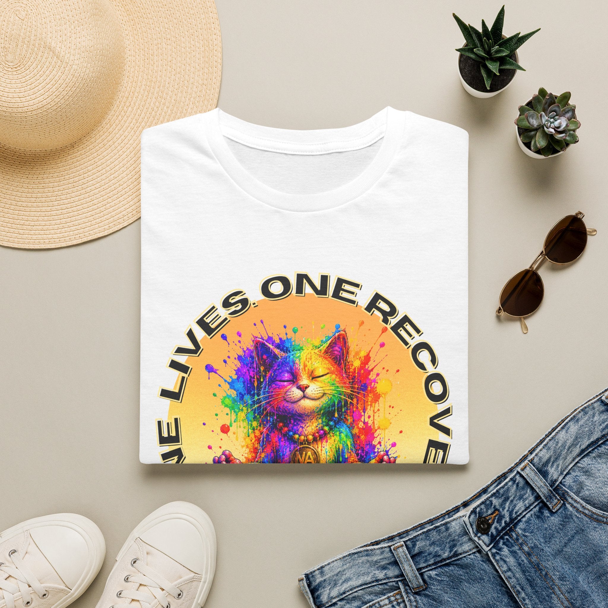 Nine Lives, One Recovery – Meditation Cat Recovery Tee