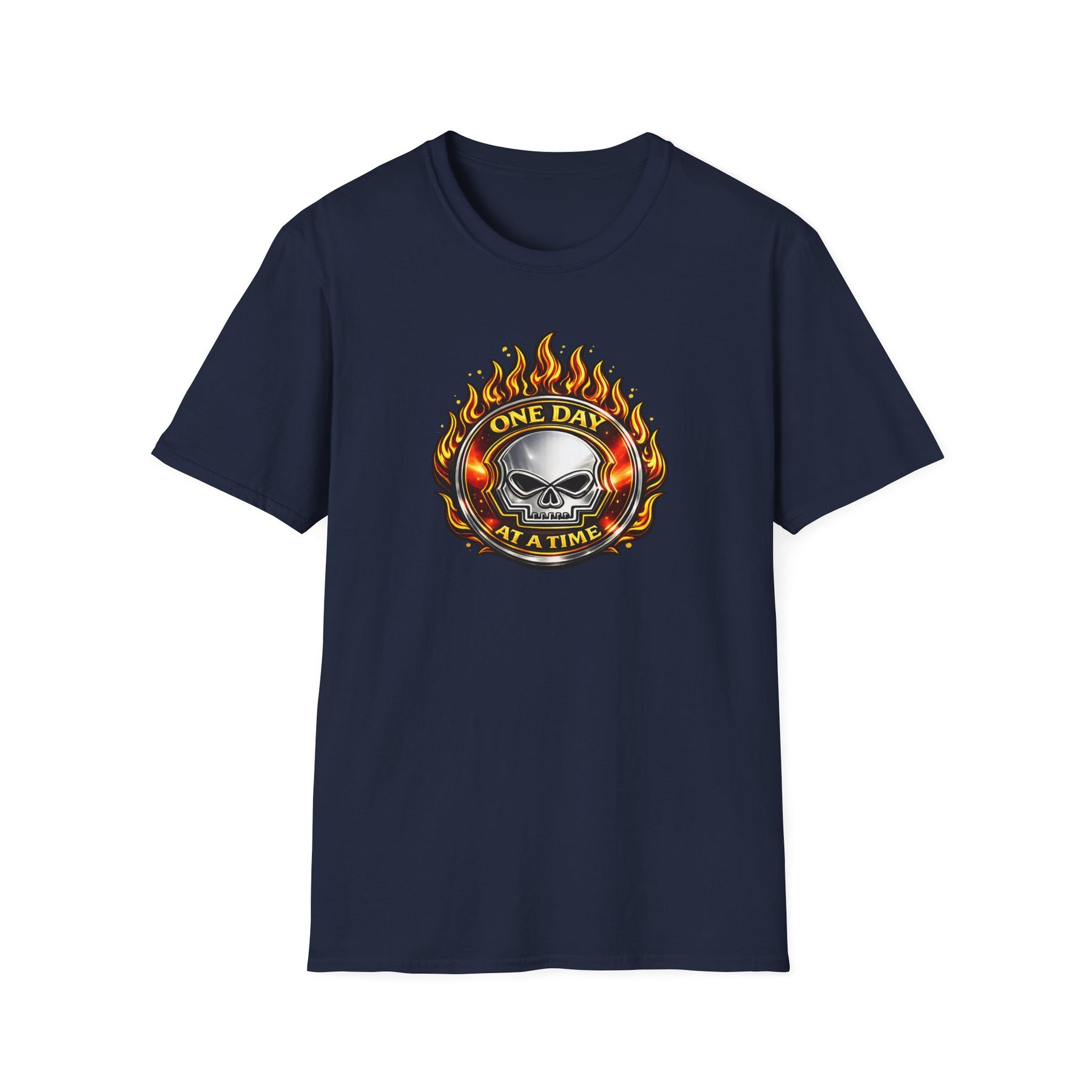 🔥 One Day at a Time Skull Flame Recovery Tee 🔥 – DPR Recovery Tee