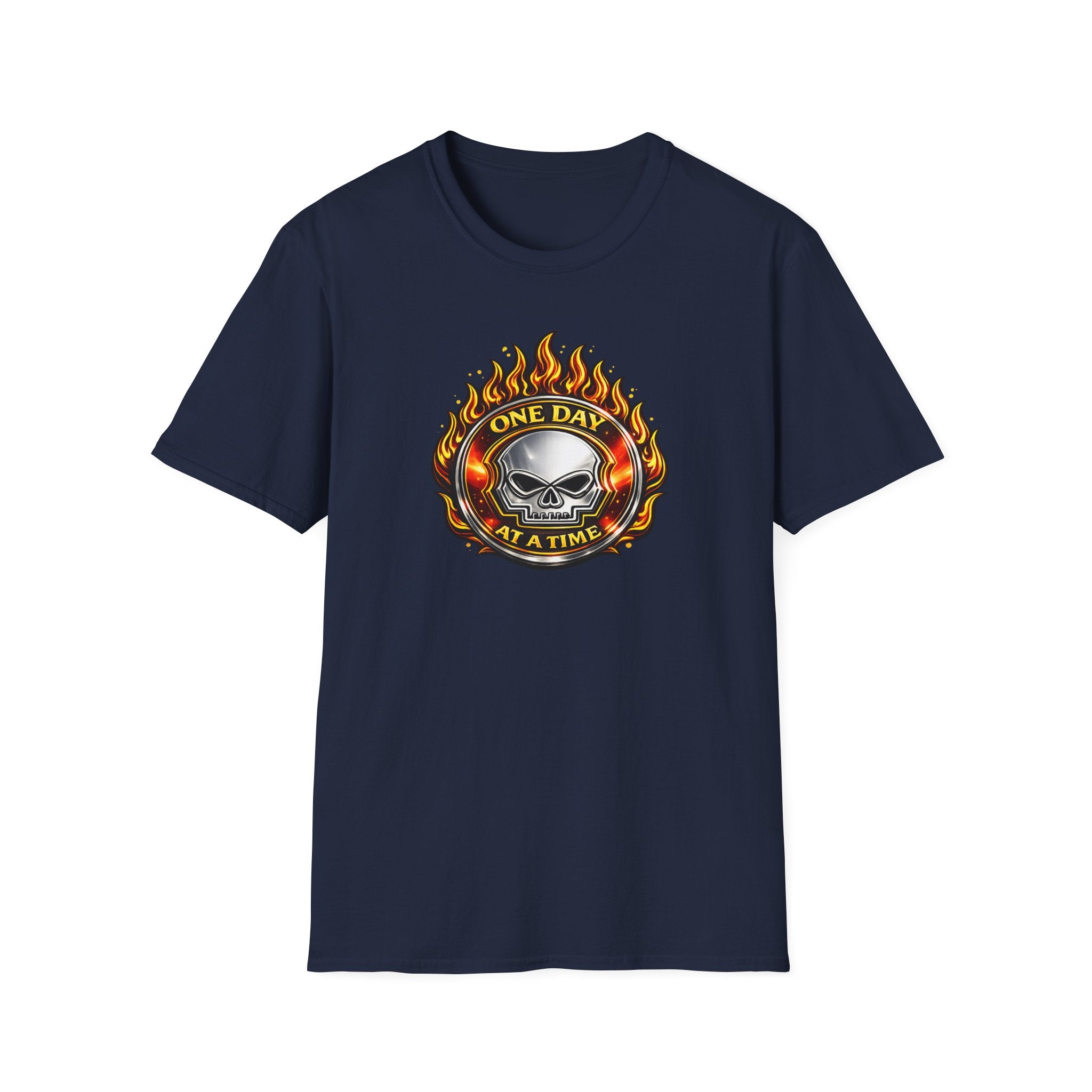 🔥 One Day at a Time Skull Flame Recovery Tee 🔥