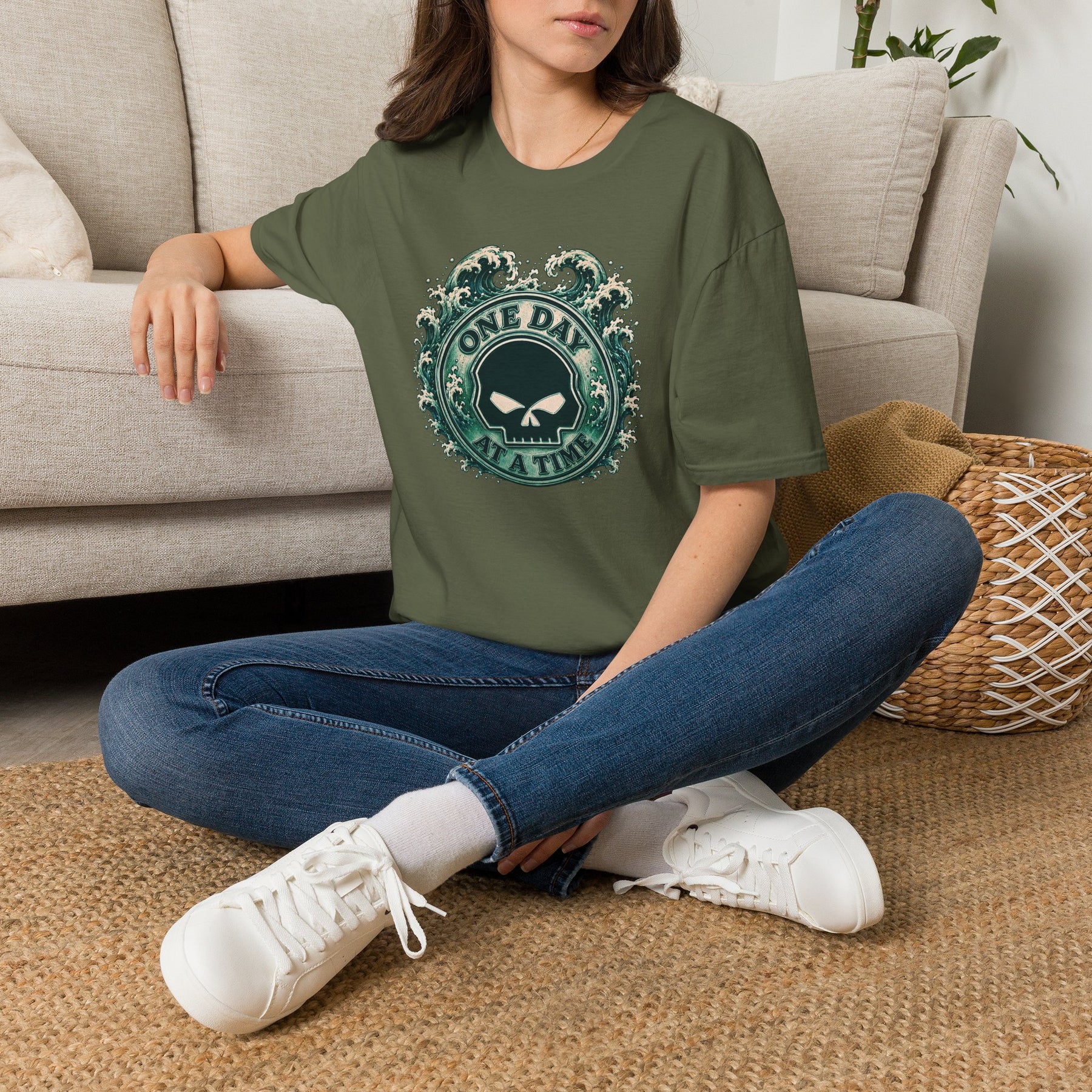 🌊 One Day at a Time Ocean Wave Recovery Tee 🌊 – DPR Recovery Tee