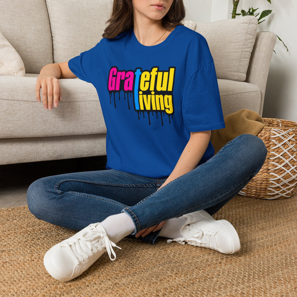 Grateful Living – Neon Drip Recovery Tee