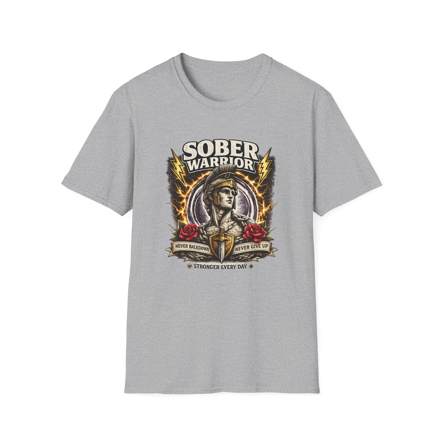 Sober Warrior – Never Give Up Tee – DPR Recovery Tee