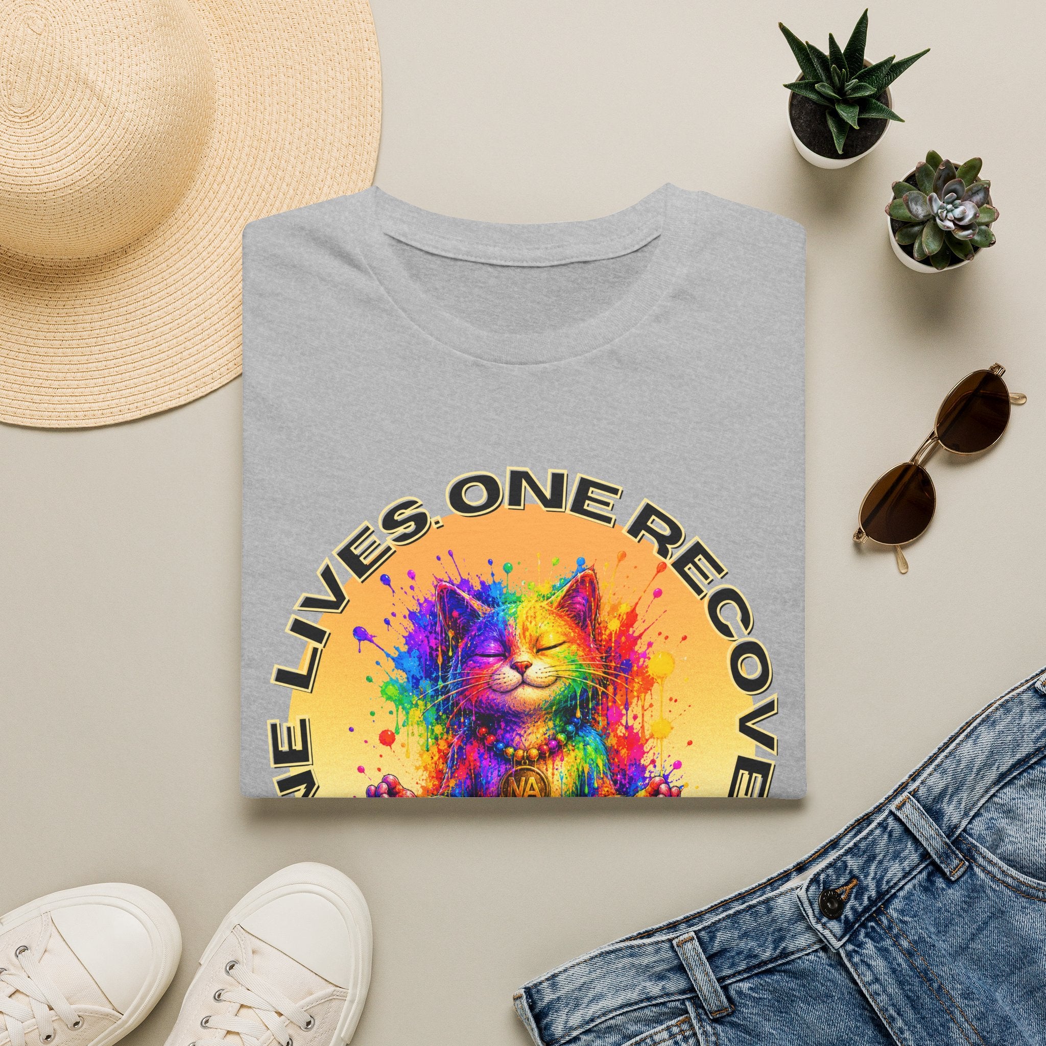 Nine Lives, One Recovery – Meditation Cat Recovery Tee