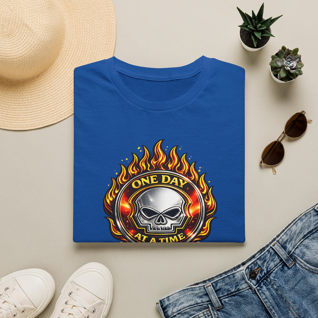🔥 One Day at a Time Skull Flame Recovery Tee 🔥 – DPR Recovery Tee