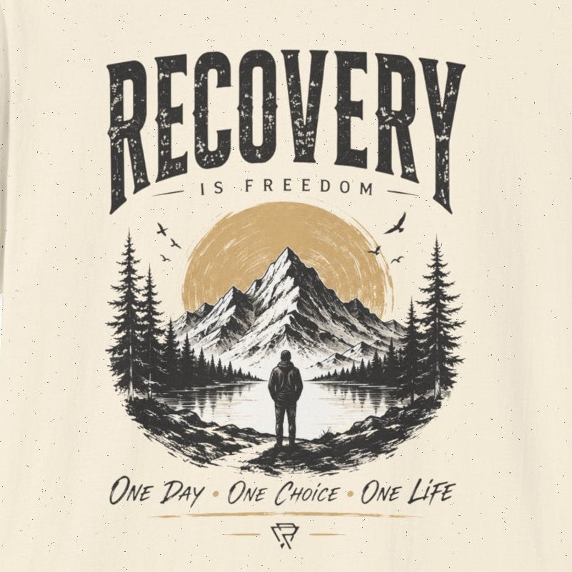 Recovery Is Freedom Tee – Nature Inspired Sober Lifestyle Shirt