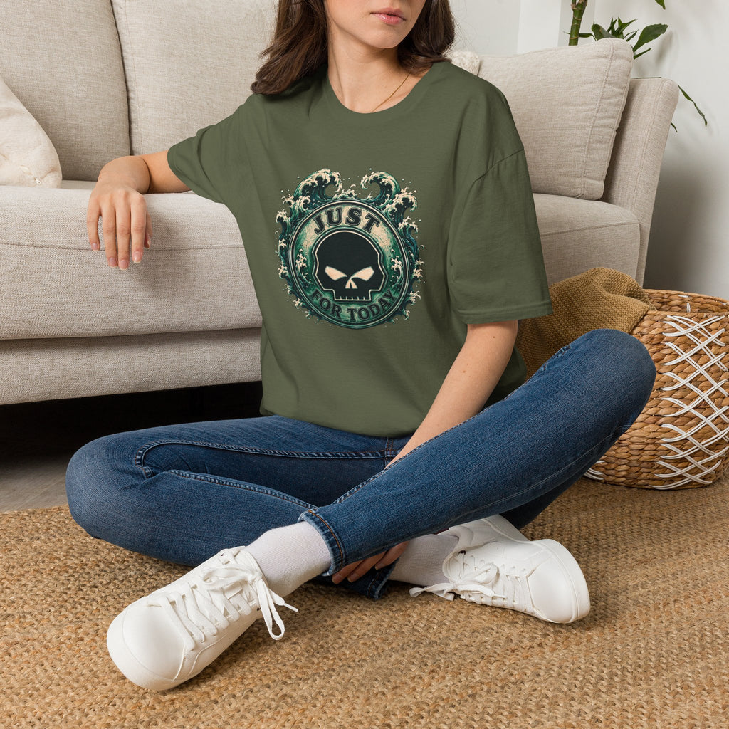 Just For Today Recovery T-Shirt | Sobriety Skull Wave Graphic Tee for Addiction Recovery – DPR Recovery Tee