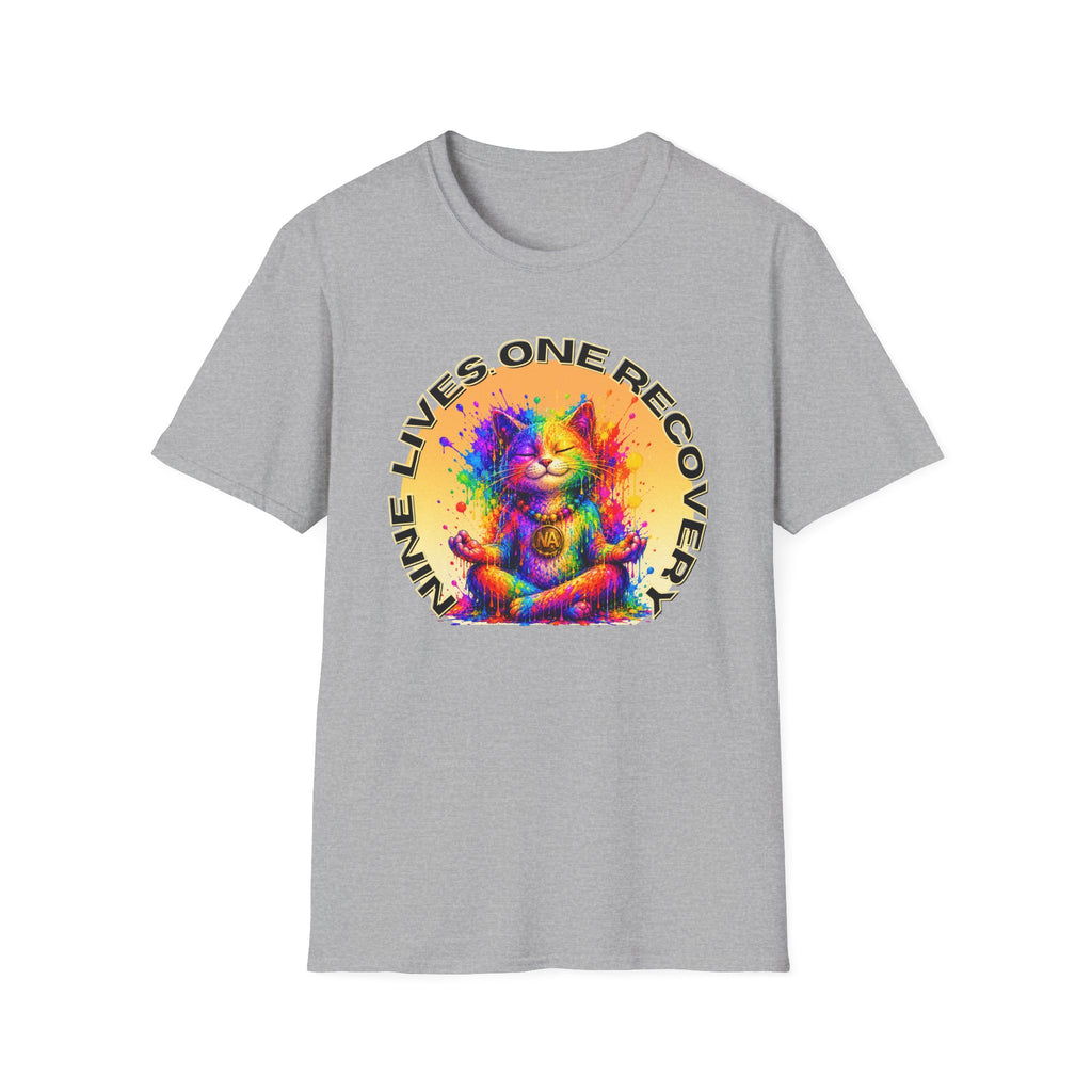 Nine Lives, One Recovery – Meditation Cat Recovery Tee