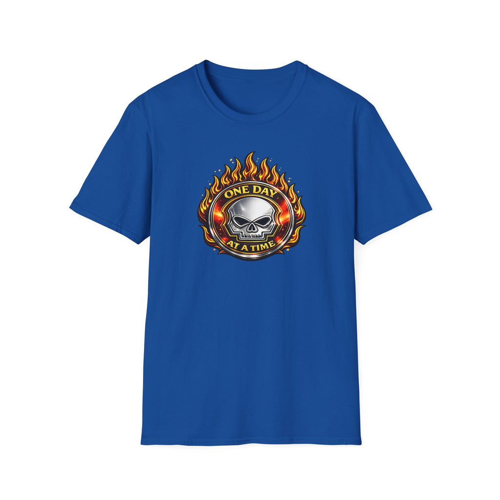 🔥 One Day at a Time Skull Flame Recovery Tee 🔥