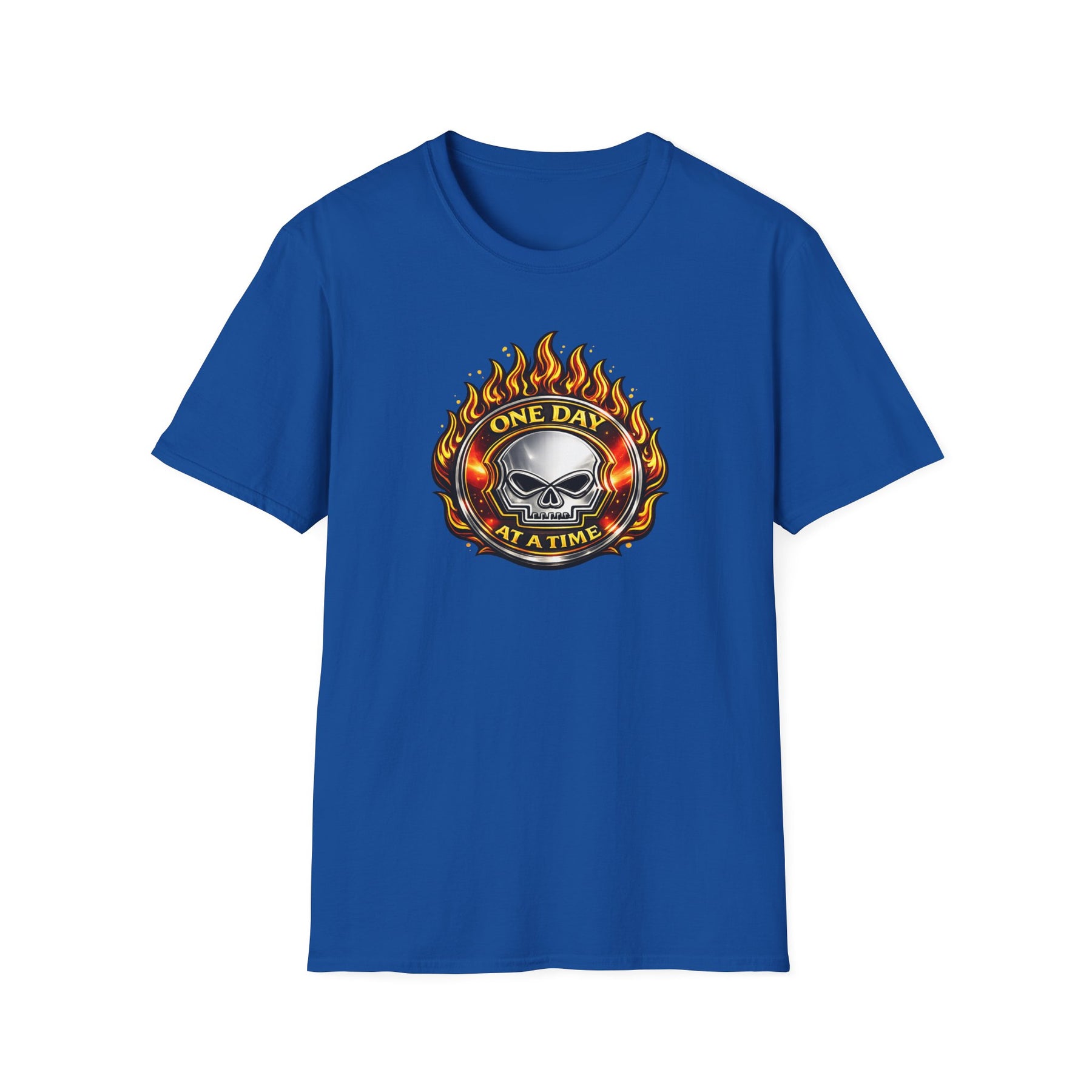 🔥 One Day at a Time Skull Flame Recovery Tee 🔥 – DPR Recovery Tee