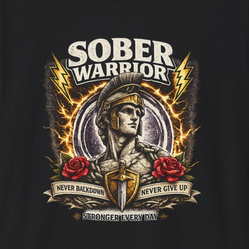 Sober Warrior – Never Give Up Tee