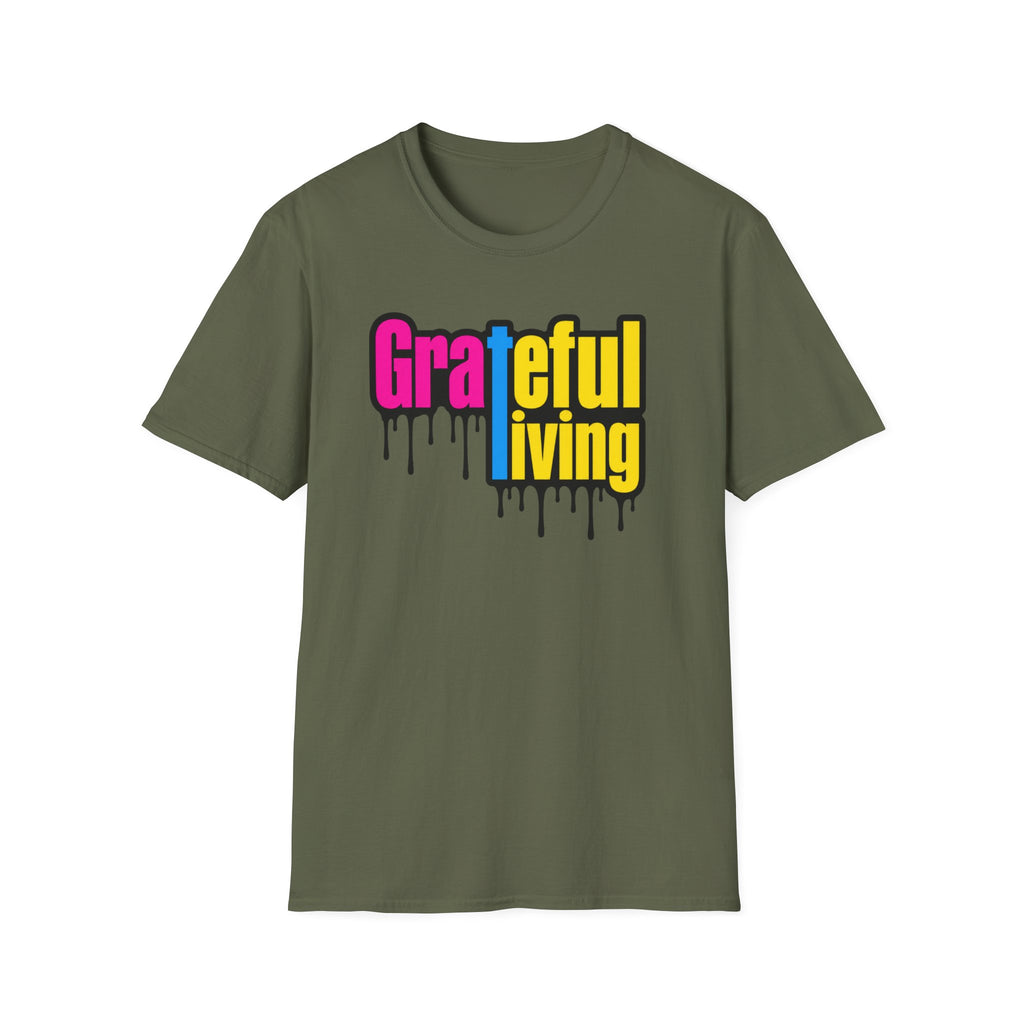 Grateful Living – Neon Drip Recovery Tee