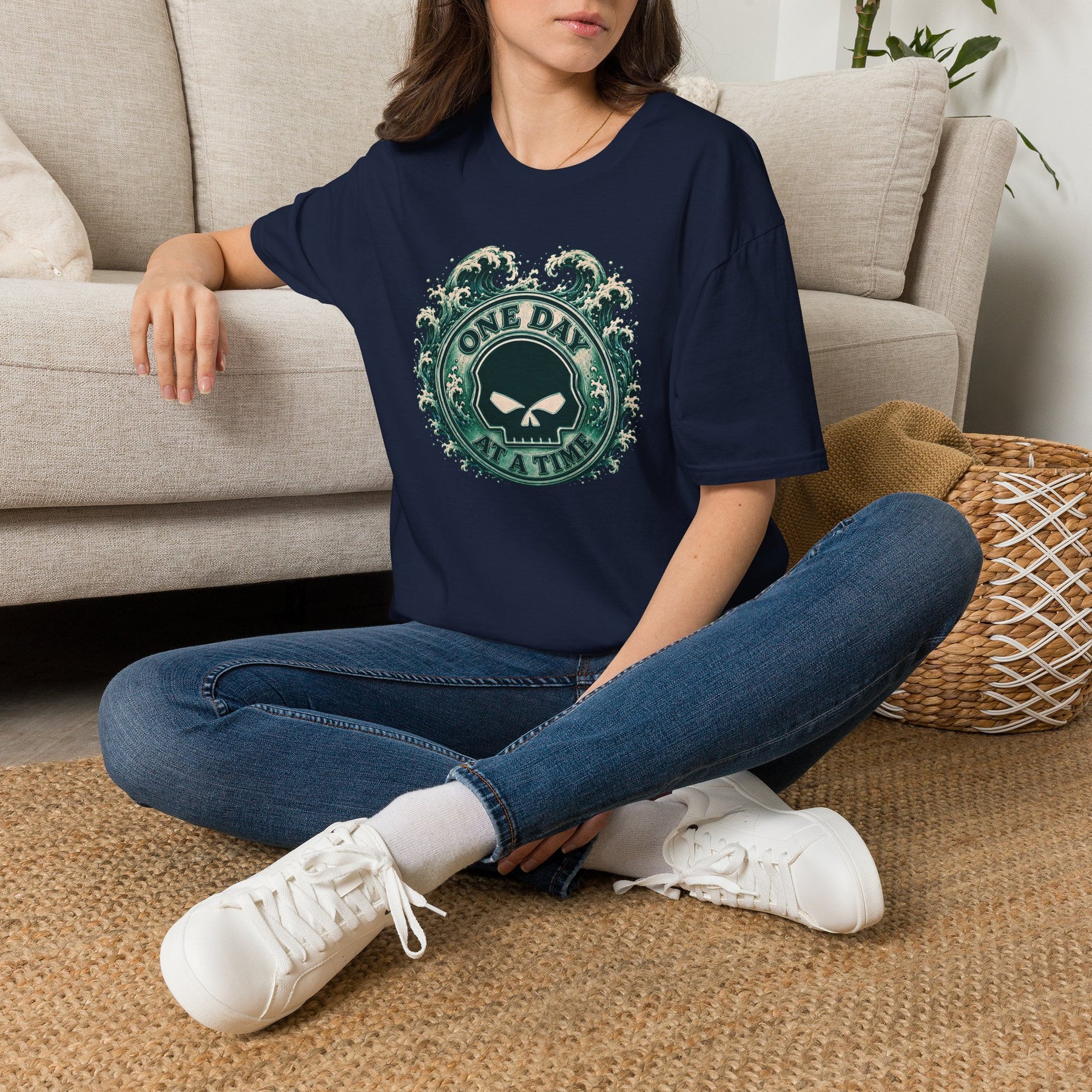 🌊 One Day at a Time Ocean Wave Recovery Tee 🌊 – DPR Recovery Tee