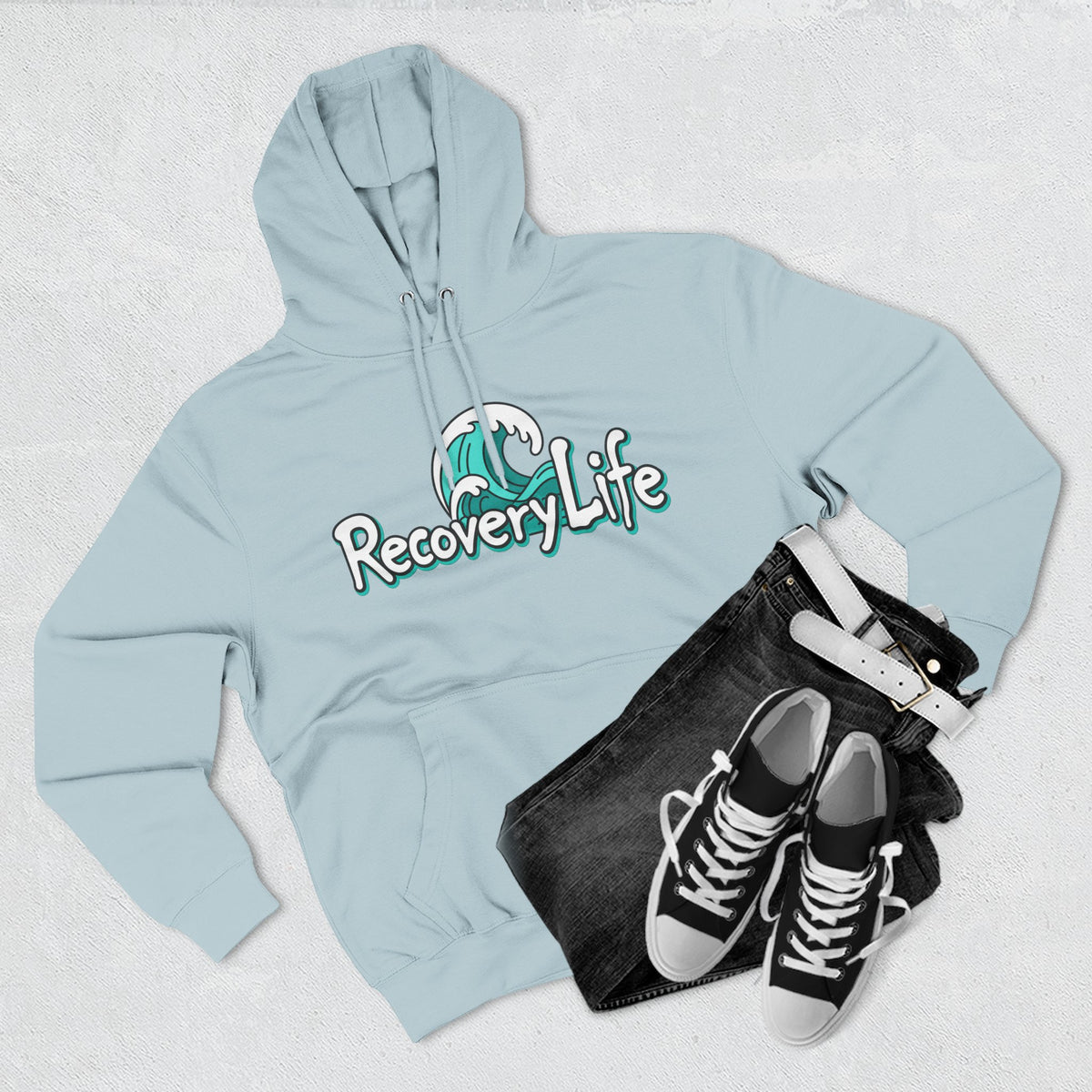 Recovery Life Wave Hoodie – Ocean-Inspired Sobriety & Addiction Recovery Sweatshirt