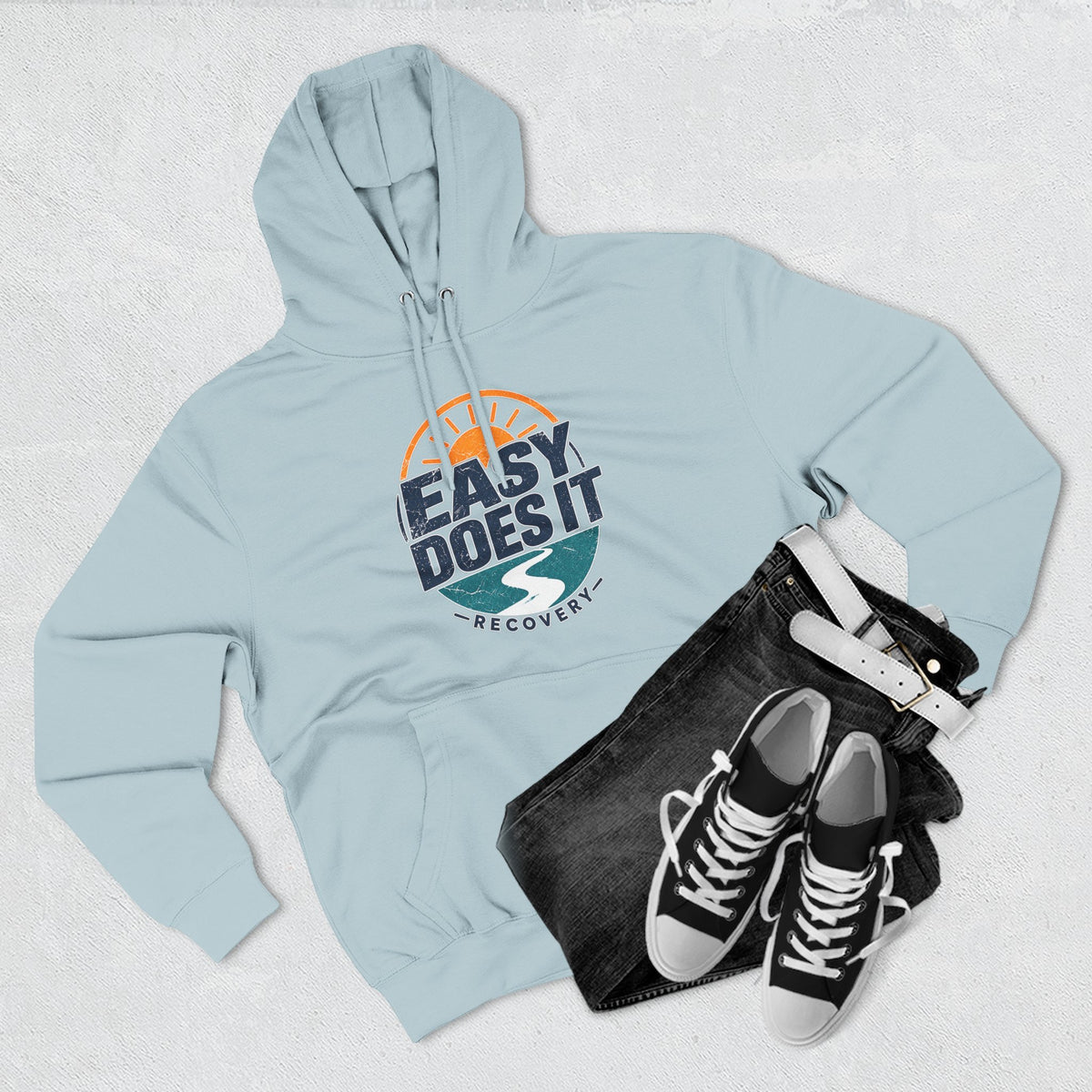 Easy Does It Recovery Hoodie – Vintage Sobriety Shirt | AA Inspirational Recovery Tee