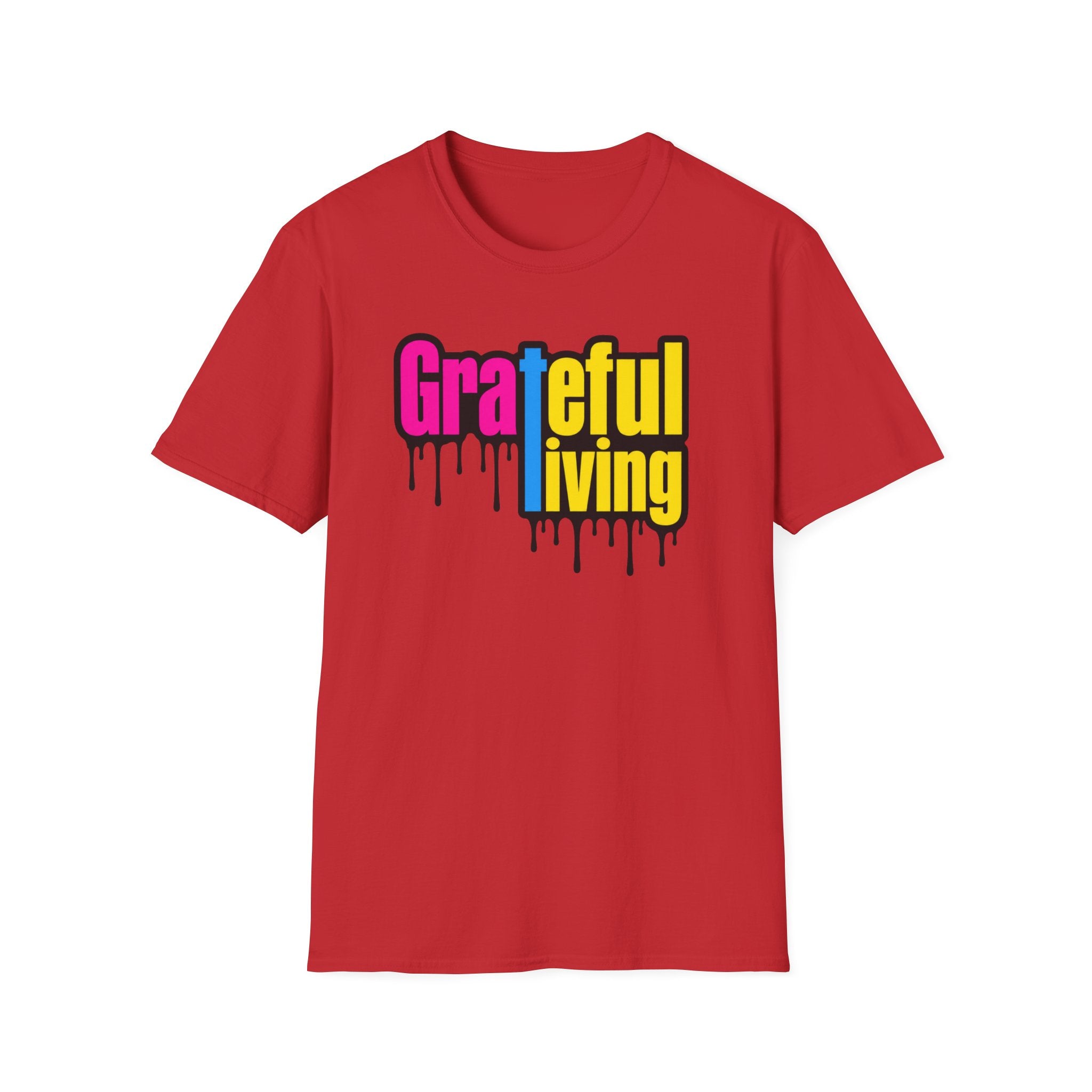 Grateful Living – Neon Drip Recovery Tee