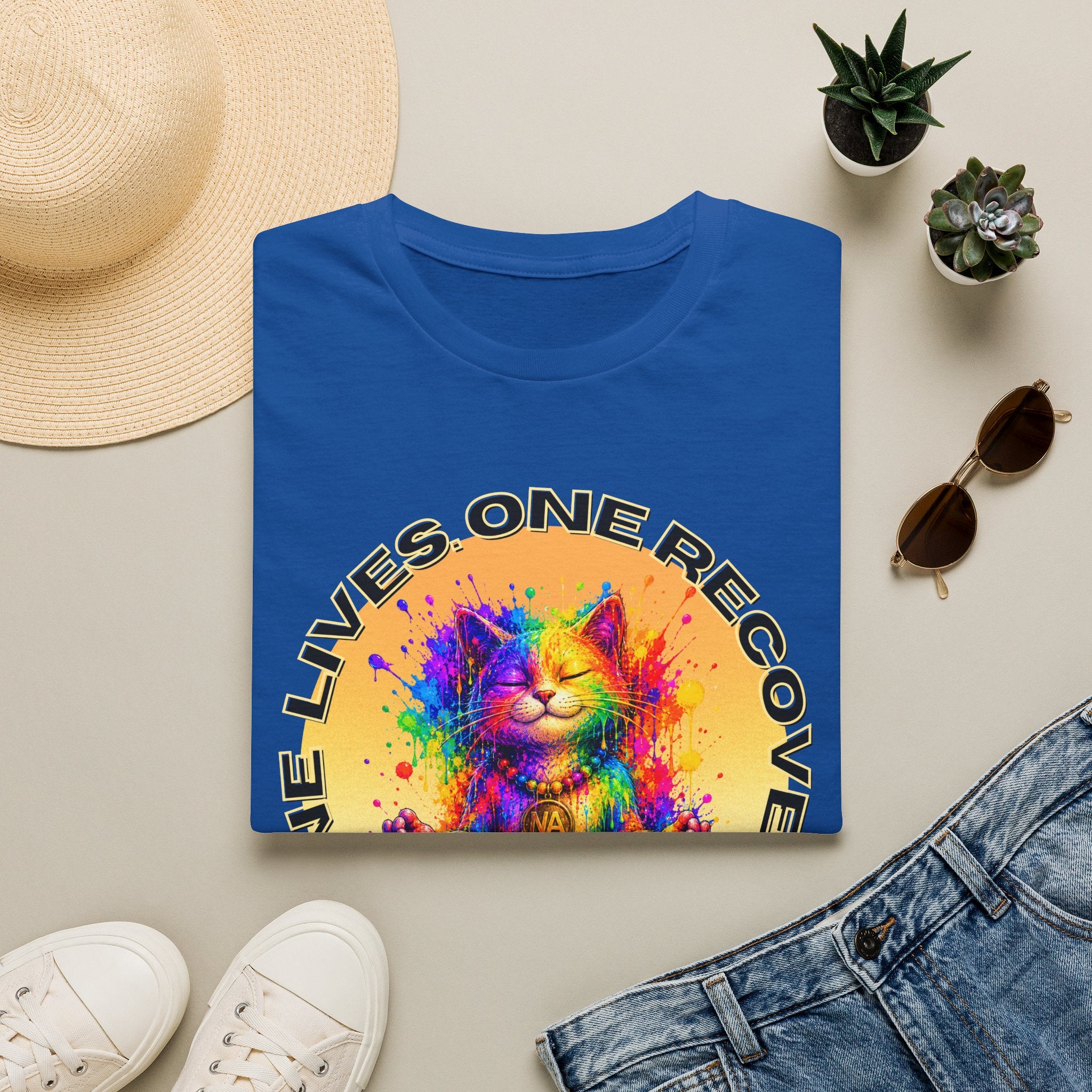 Nine Lives, One Recovery – Meditation Cat Recovery Tee