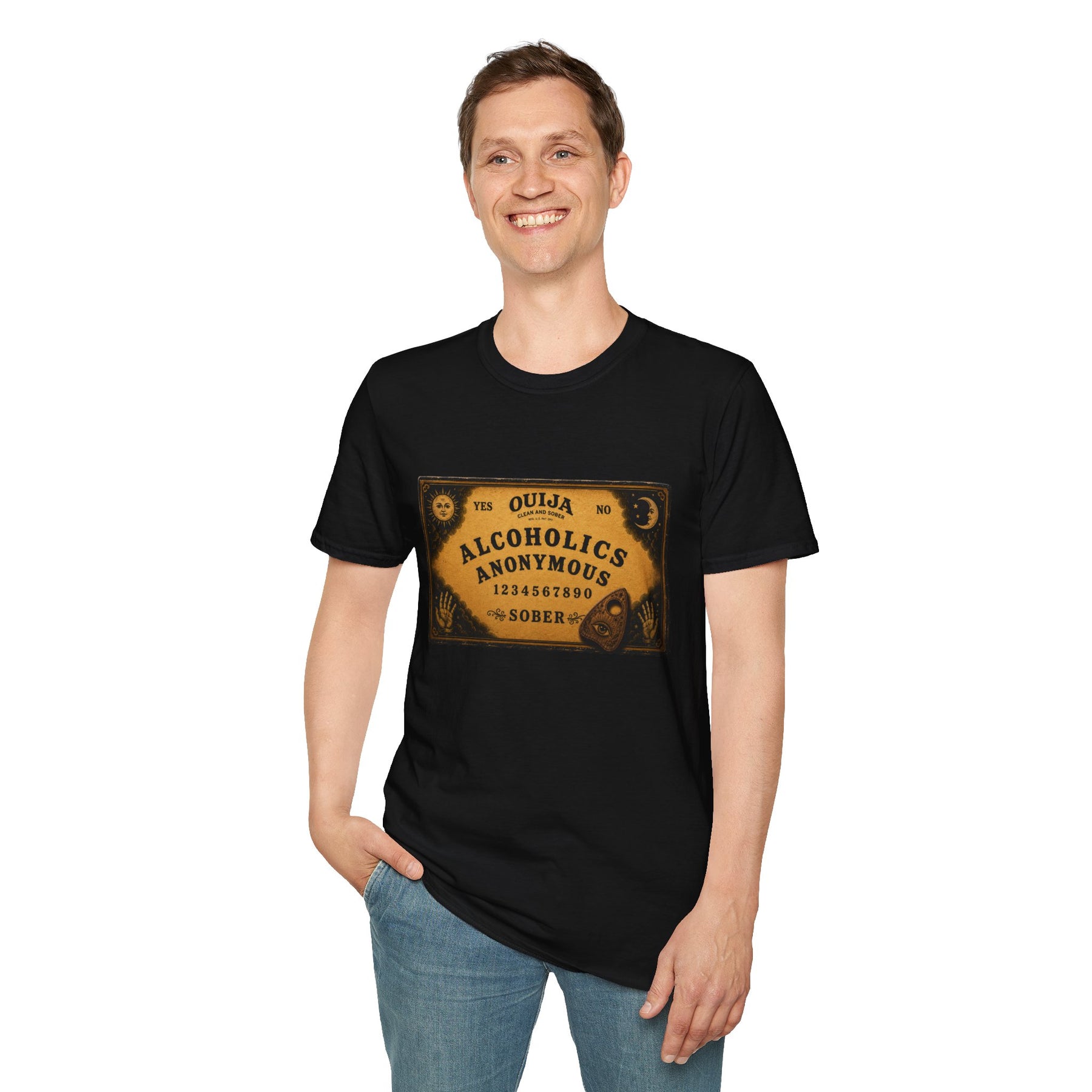 Clean & Sober Spirit Board T-Shirt | Vintage Recovery Board Graphic Tee | Alcoholics Anonymous Inspired Recovery Apparel