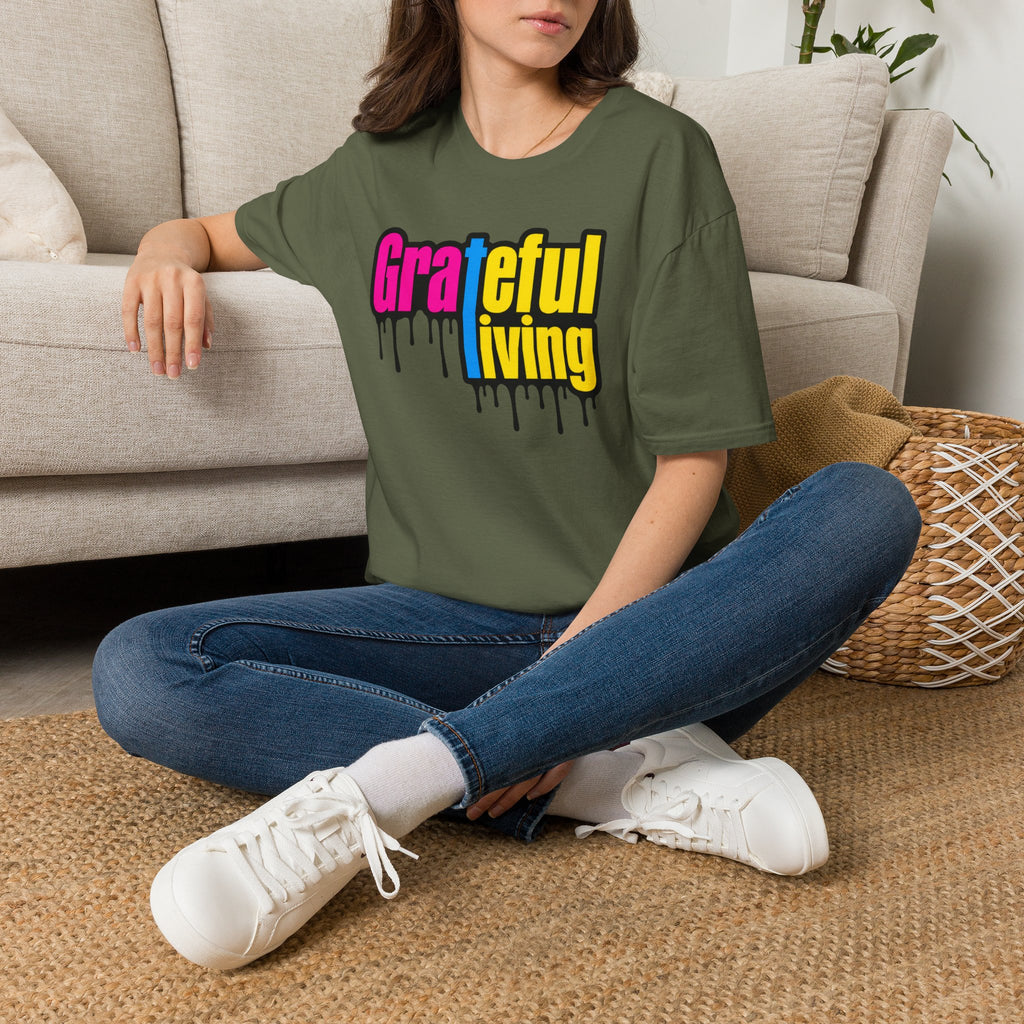 Grateful Living – Neon Drip Recovery Tee
