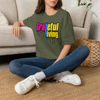 Grateful Living – Neon Drip Recovery Tee