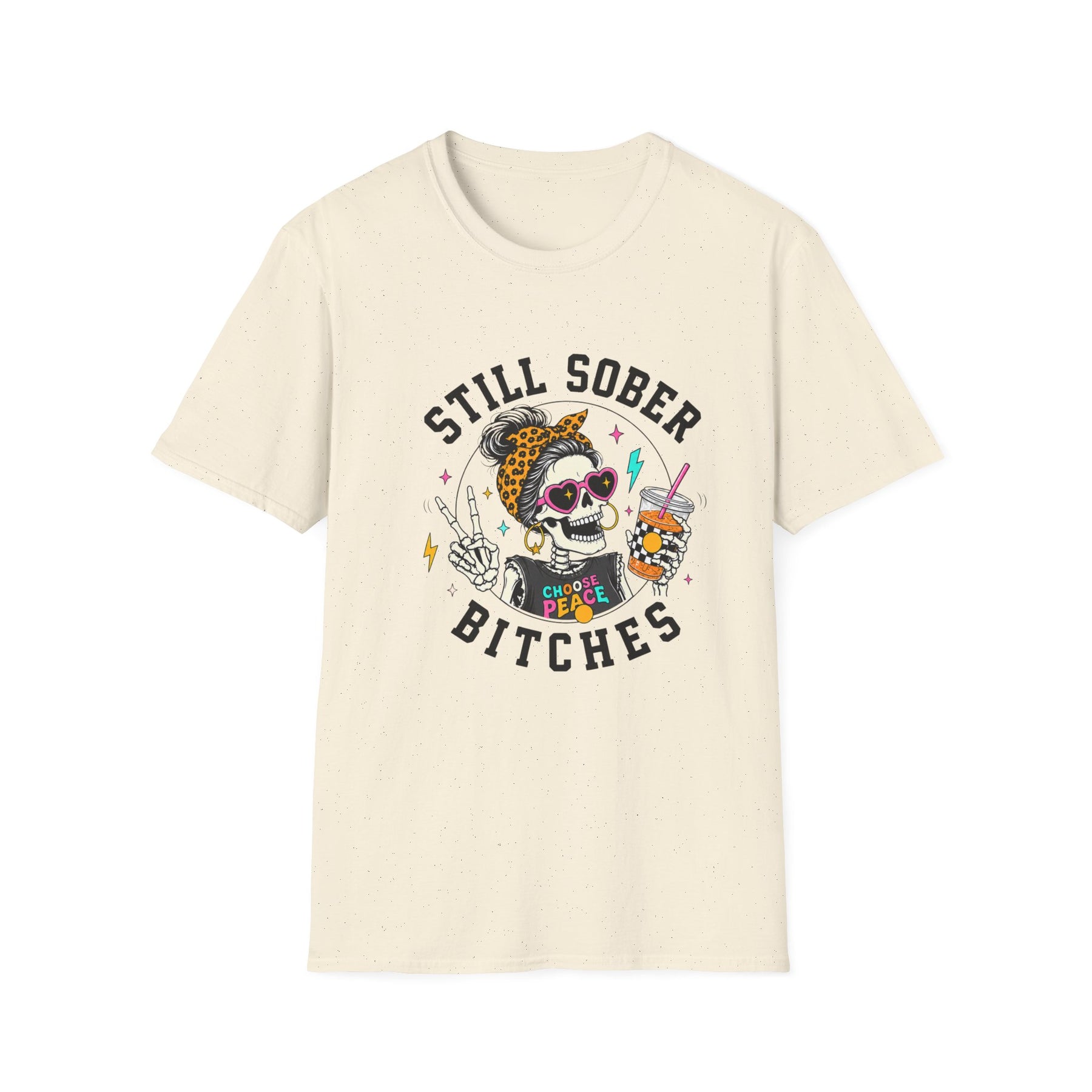 Still Sober Bitches Skeleton Coffee Cup Recovery T-Shirt