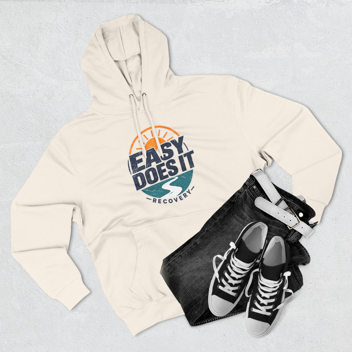 Easy Does It Recovery Hoodie – Vintage Sobriety Shirt | AA Inspirational Recovery Tee