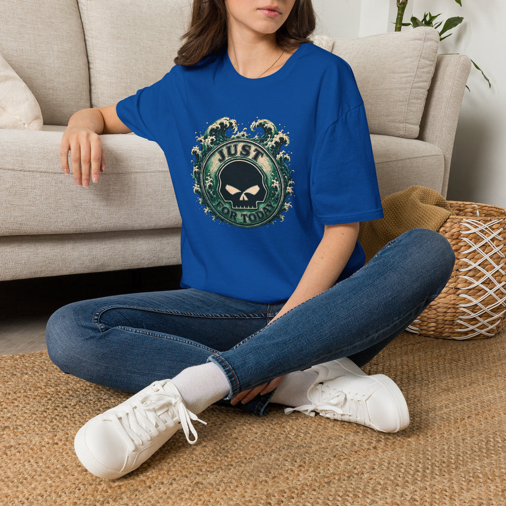 Just For Today Recovery T-Shirt | Sobriety Skull Wave Graphic Tee for Addiction Recovery – DPR Recovery Tee