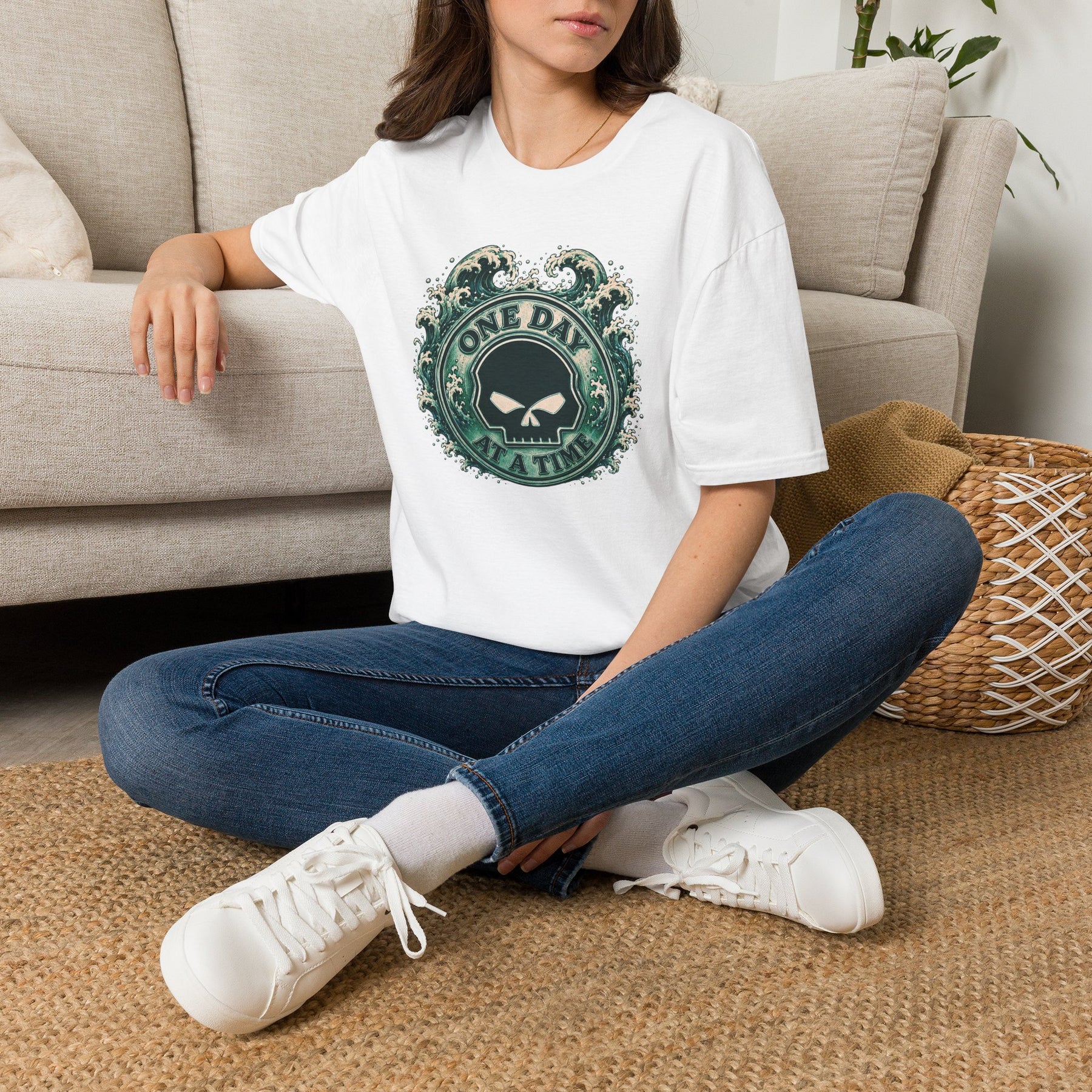 🌊 One Day at a Time Ocean Wave Recovery Tee 🌊 – DPR Recovery Tee