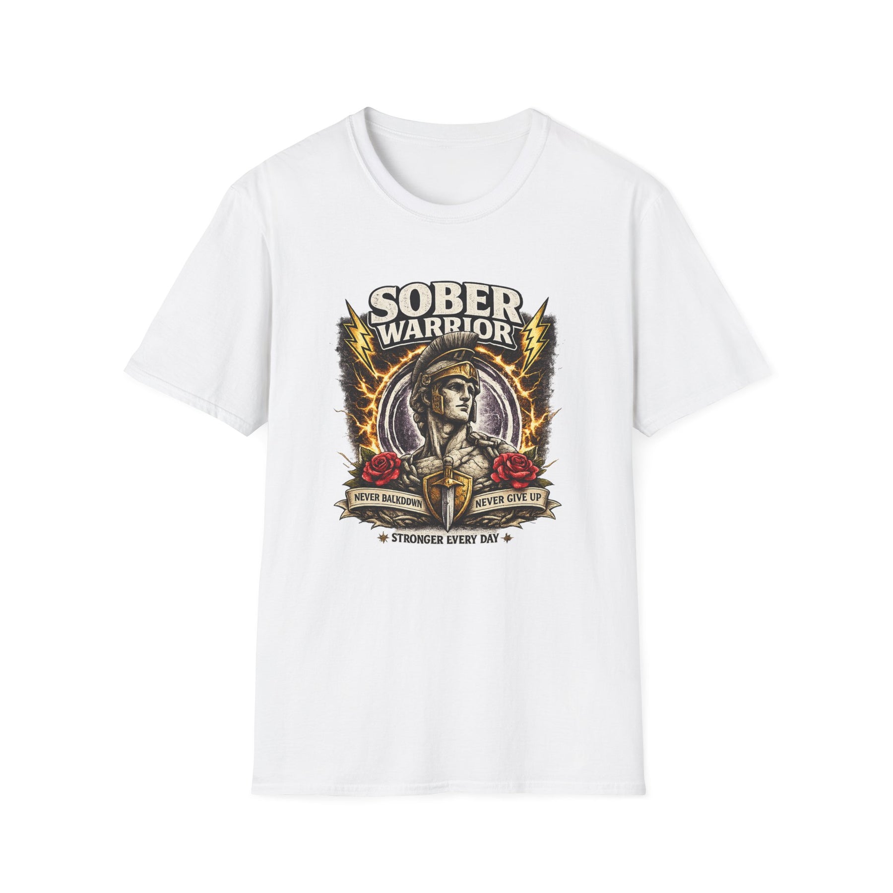 Sober Warrior – Never Give Up Tee – DPR Recovery Tee