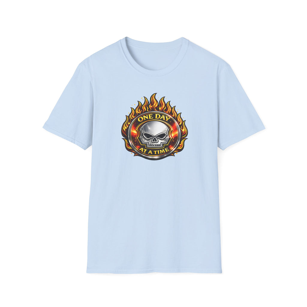 🔥 One Day at a Time Skull Flame Recovery Tee 🔥